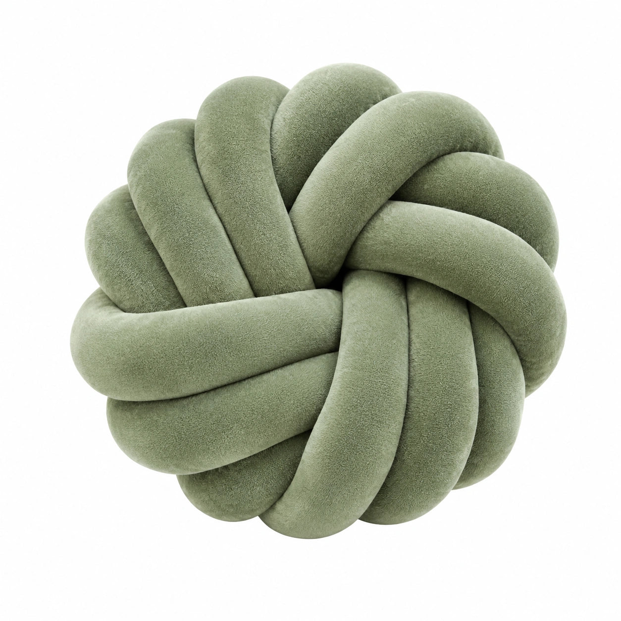Knotenkissen 35 cm Plüschstoff Salbeigrün dekorativ