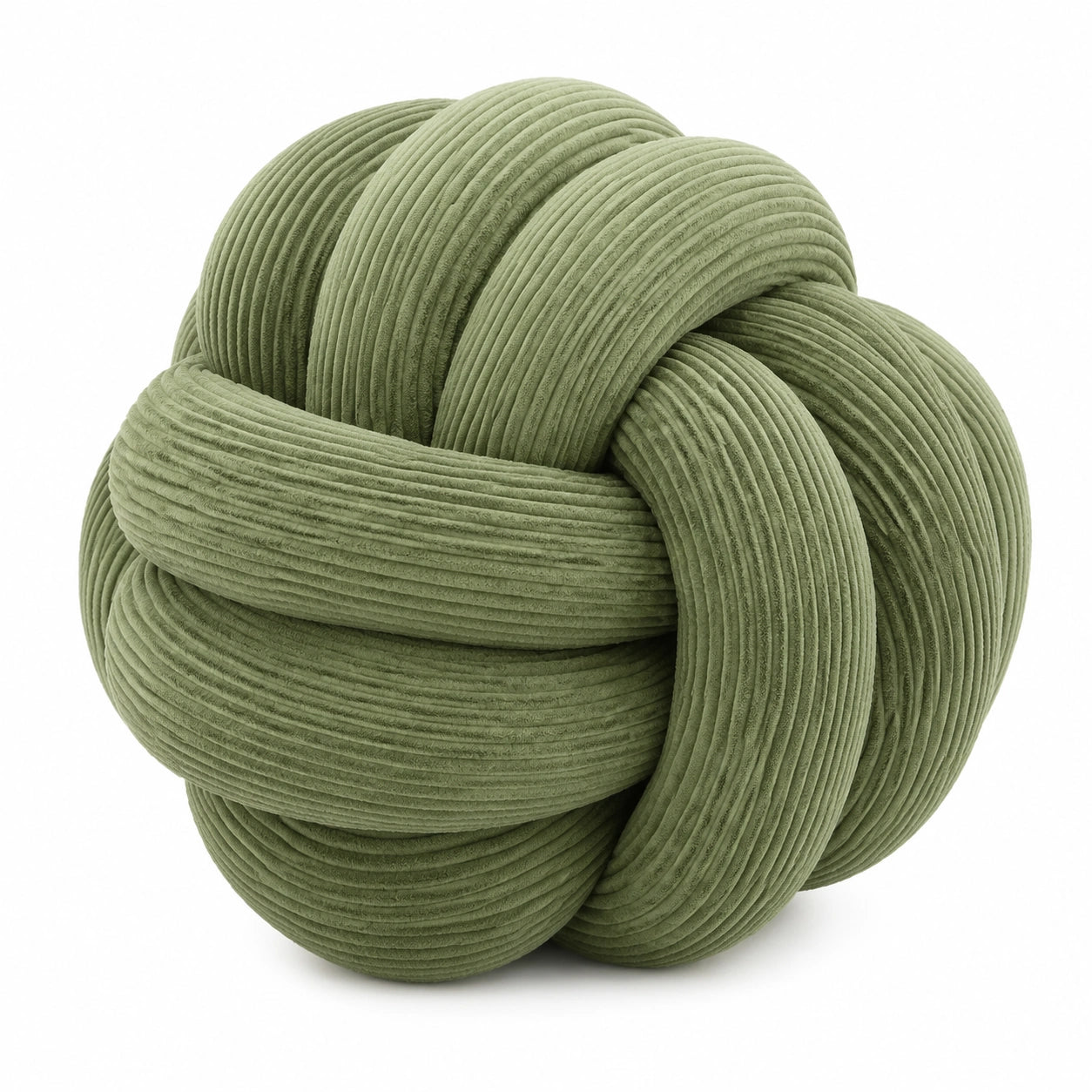 Knotenkissen 30 cm aus Cordstoff olivgrün - rundes Dekokissen