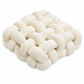 Knotenkissen 40 x 40 cm cremefarbener Polyesterbezug geflochtene Dekoration