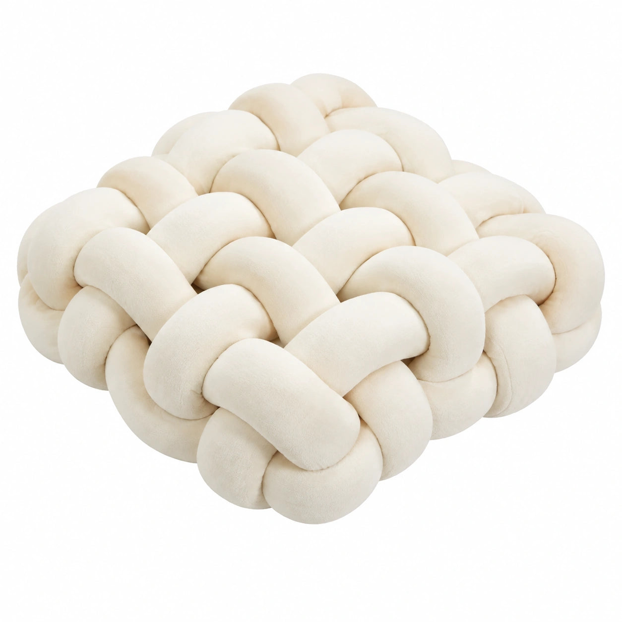 Knotenkissen 40 x 40 cm cremefarbener Polyesterbezug geflochtene Dekoration