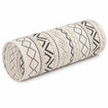 Nackenrolle 20 x 50 cm Textil Creme Schwarz geometrisches Zierkissen