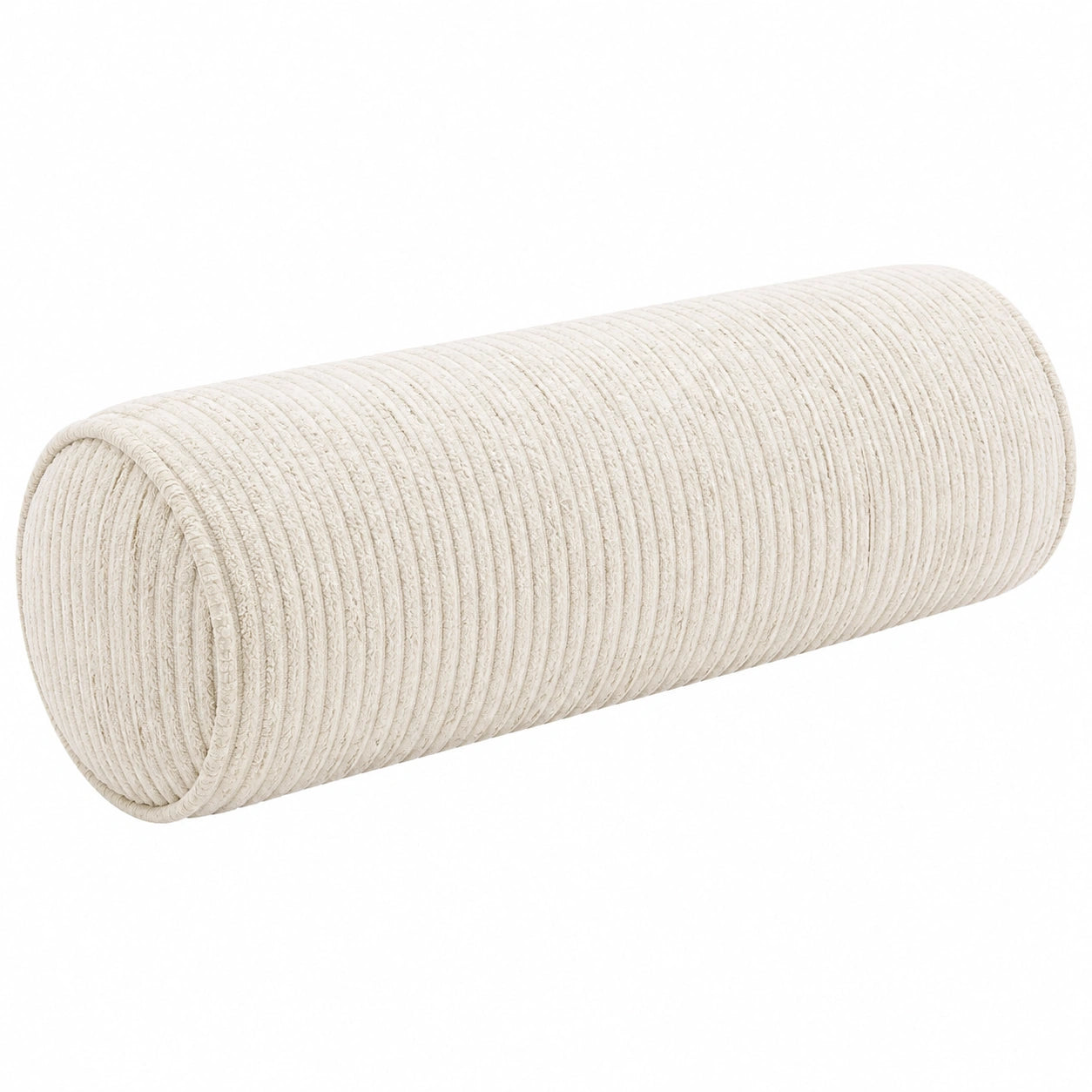 Nackenrollen Kissen 20 x 50 cm aus Rippstoff Cremeweich dekorativ