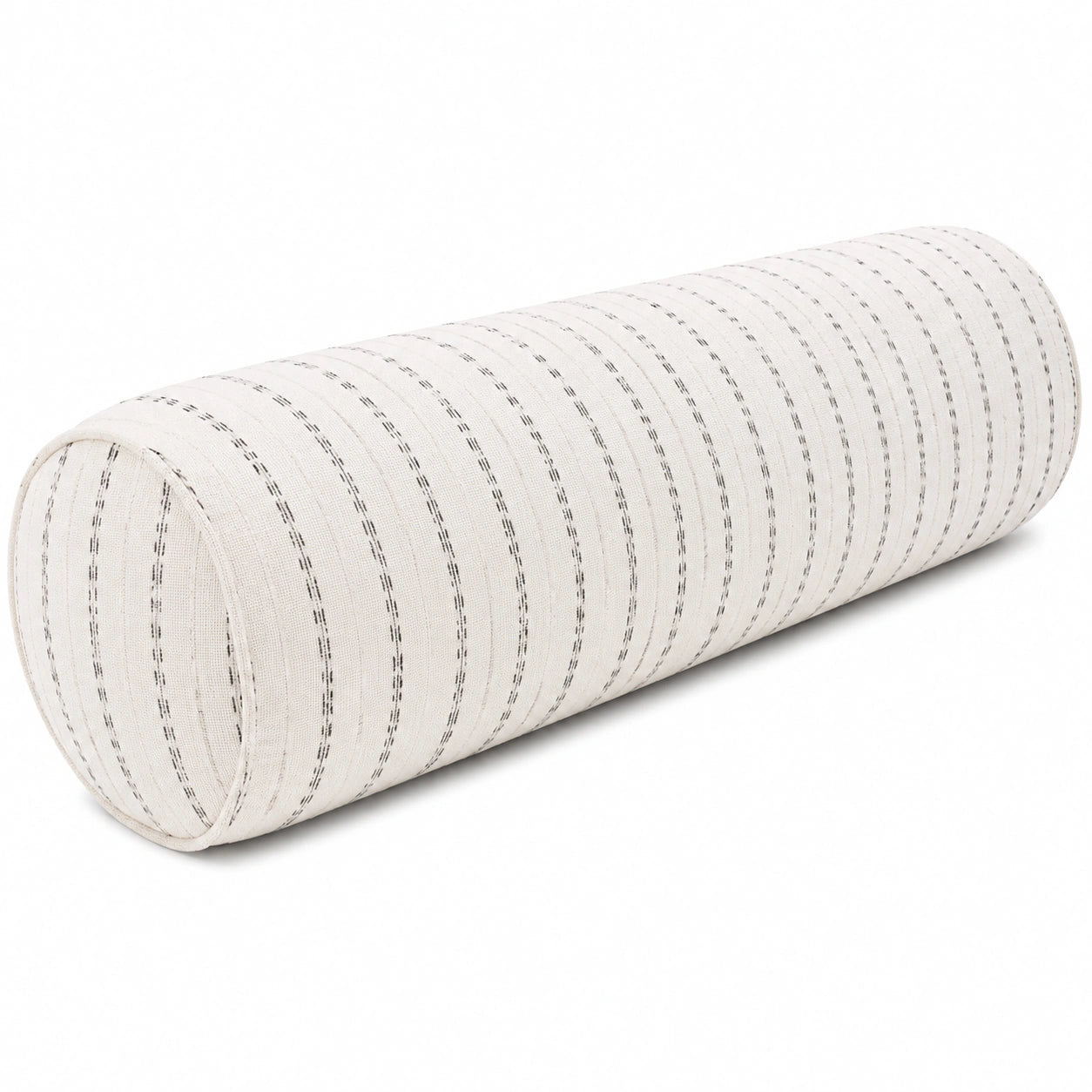 Zylinderkissen 20 x 60 cm Textil Beige Schwarz gestreift für Sofa und Bett