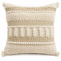 Dekokissen 45 cm Beige Textil mit Struktur und Quasten