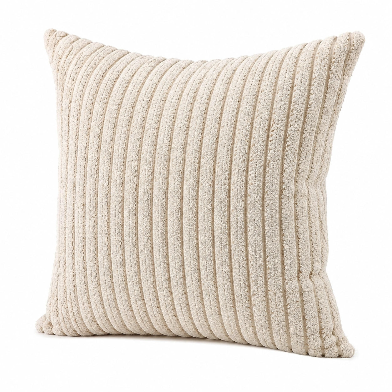 Zierkissen 45 x 45 cm Creme mit gerippter Textiloberfläche