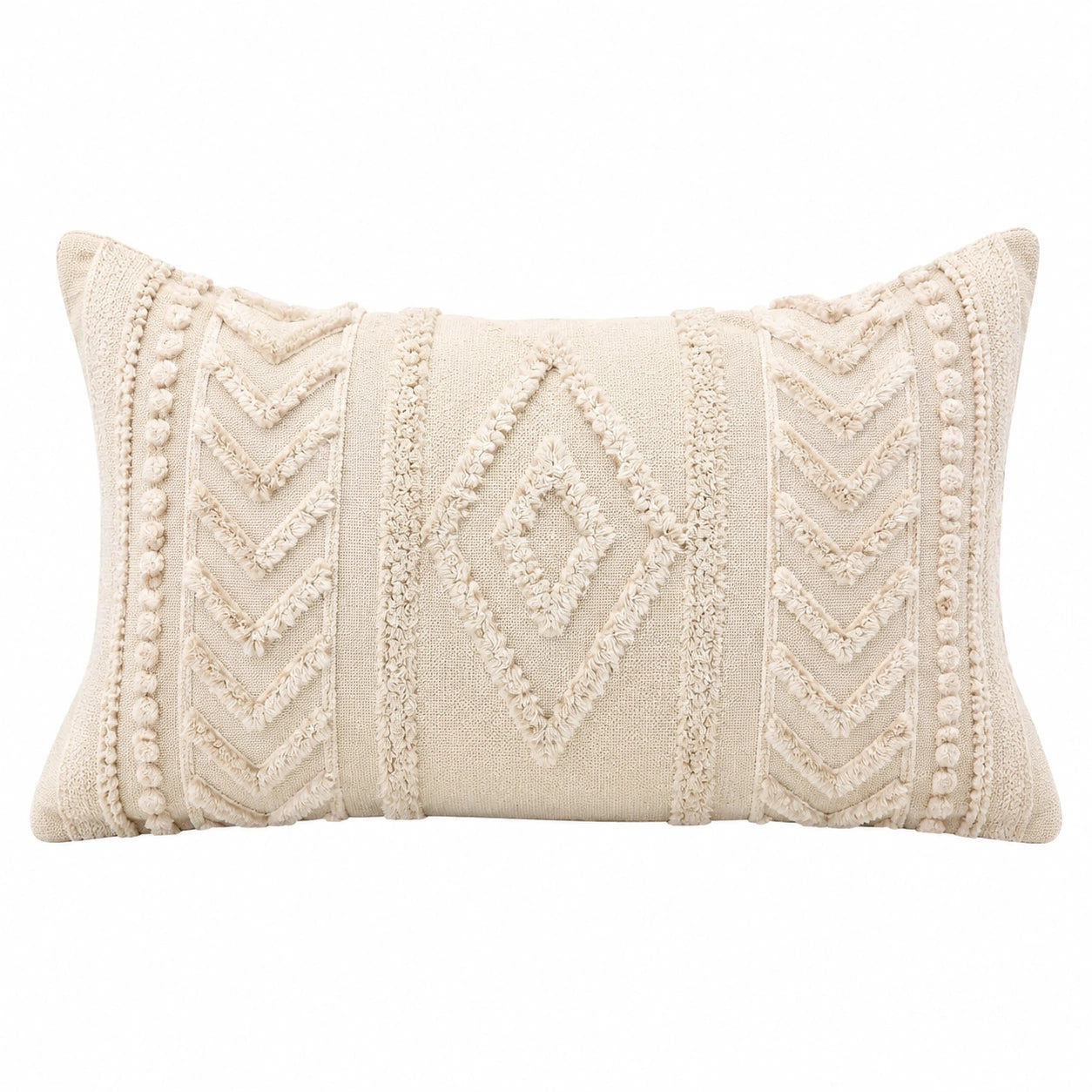 Dekokissen 50 x 30 cm Baumwolloptik Creme mit Strukturmuster