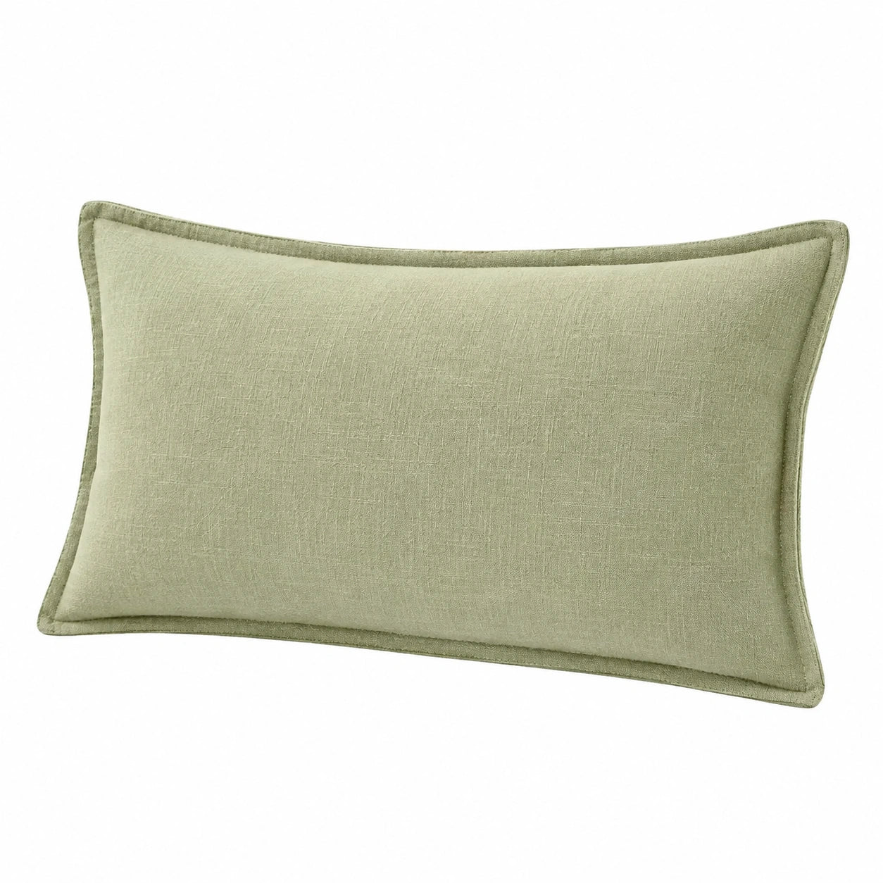 Rechteckiges Zierkissen 50 x 30 cm aus Textil in Salbeigrün mit Keder