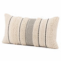 Dekokissen 60 x 30 cm Textil Creme Schwarz strukturiert