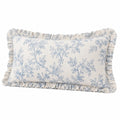 Dekokissen 50 x 30 cm Textil Cremeblau mit Blumenmuster und Rüschen