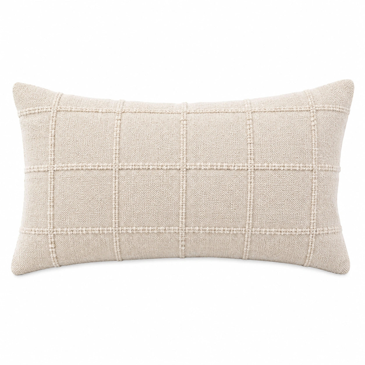 Rechteckiges Zierkissen 50 x 35 cm Creme Textil mit Karomuster