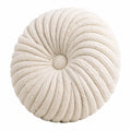 Rundes Zierkissen 45 cm aus Strukturtextil in Creme mit Spiralsteppung