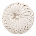 Rundes Zierkissen 45 cm Creme Textil mit geflochtener Struktur
