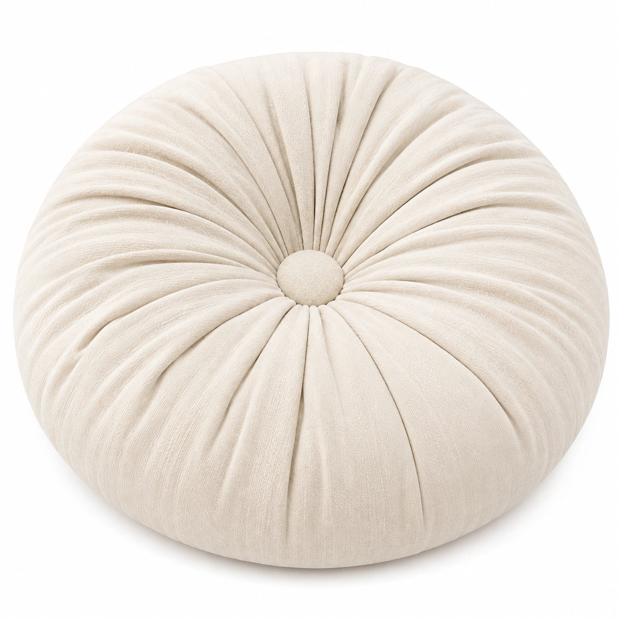 Rundkissen 45 cm Creme Textil weich gerafft